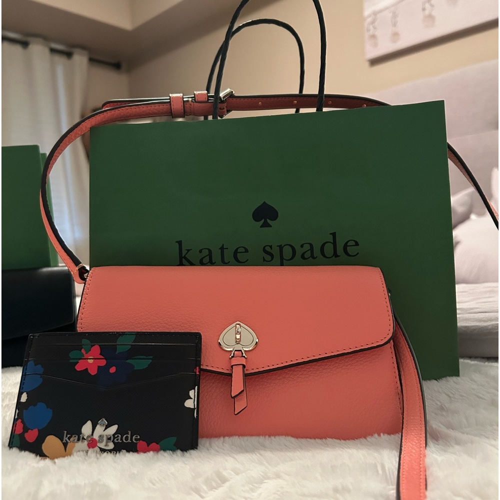 Beautiful peach coloured Kate Spade cross body and card holder